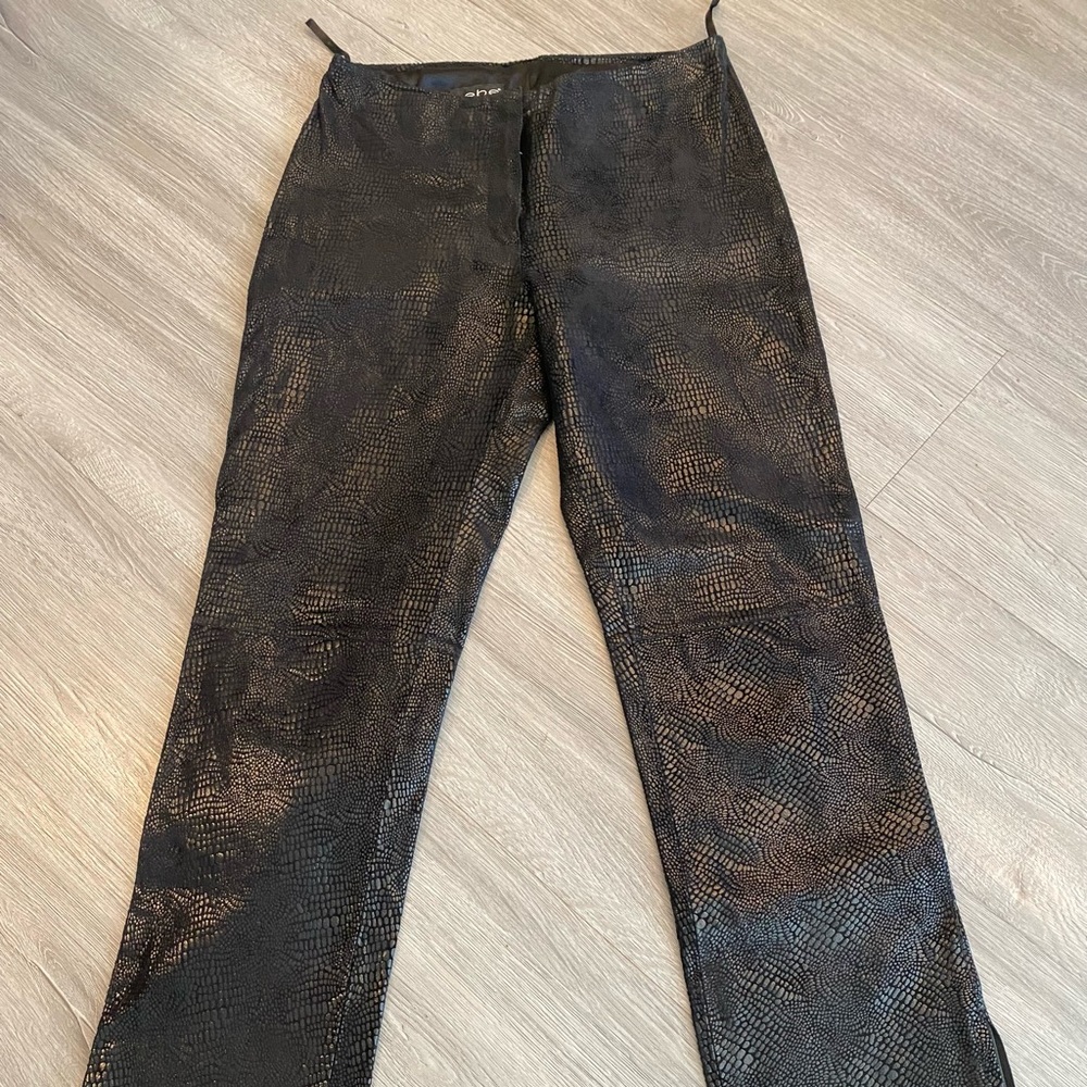BeBe Crocodile Print Leather Pants - black - size 6